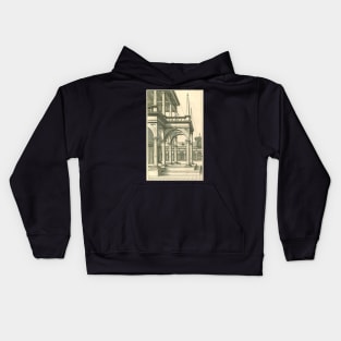 Vintage Architecture, Roman Courtyard with Columns by Henricus Hondius Kids Hoodie